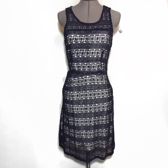 Maison Jules Dresses & Skirts - Maison Jules Navy Blue Crochet Dress over White M